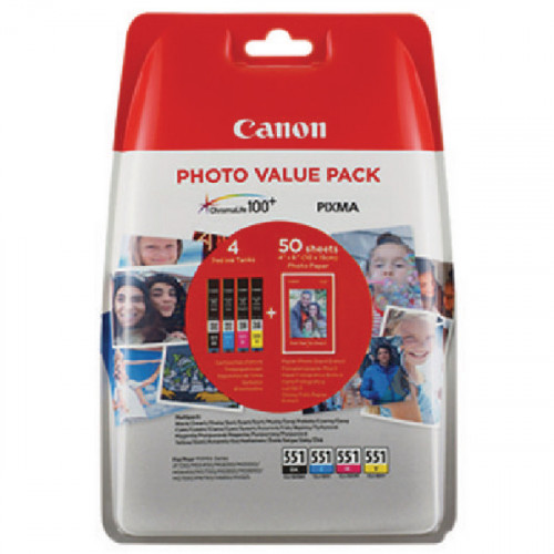 Canon CLI-551 CMYK Ink Cartridges Multipack 6508B005