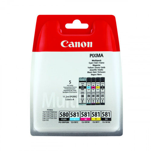 Canon PGI-580/CLI-581 5-Ink Multi Cartridge Pack 2078C005