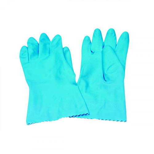 RUBBER GLOVES MEDIUM BLUE PK12