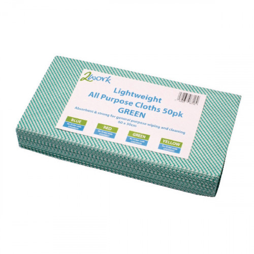 2WORK LWT ALL PUP CLOTH GREEN PK50