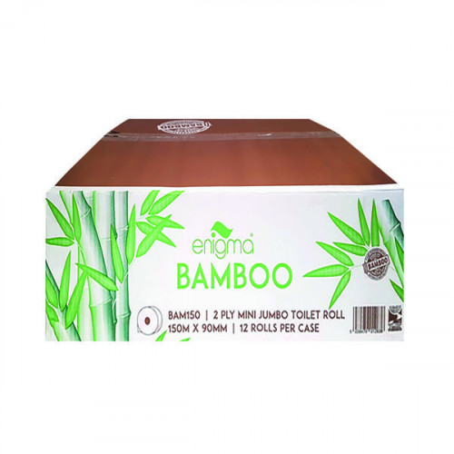 Enigma Toilet Roll Mini Jumbo Bamboo 2-Ply 100m (Pack of 12) BAM150