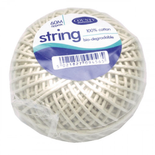 COUNTY STRING BALL MED CTTN 60M PK12