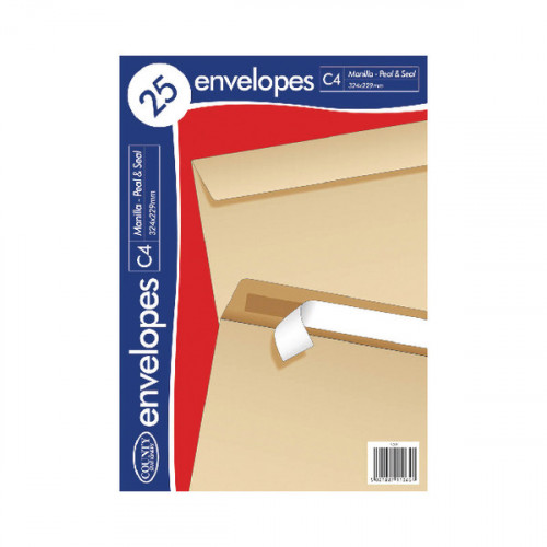 County Stationery C4 25 Manilla Peal and Seal Envelopes (Pack of 20) C507