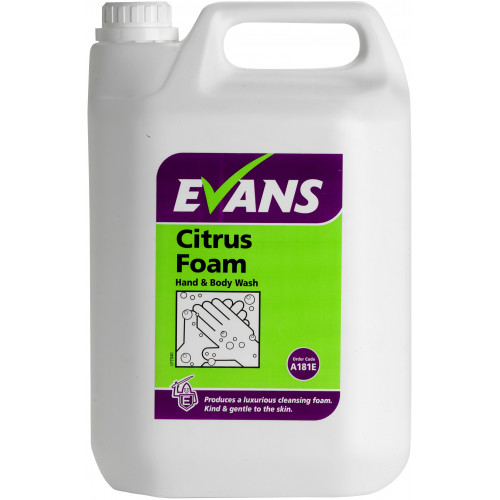 Evans Citrus Foam, Foaming hand & body wash [For 0044 Dispenser] per 5 Ltr (A181EEV2)