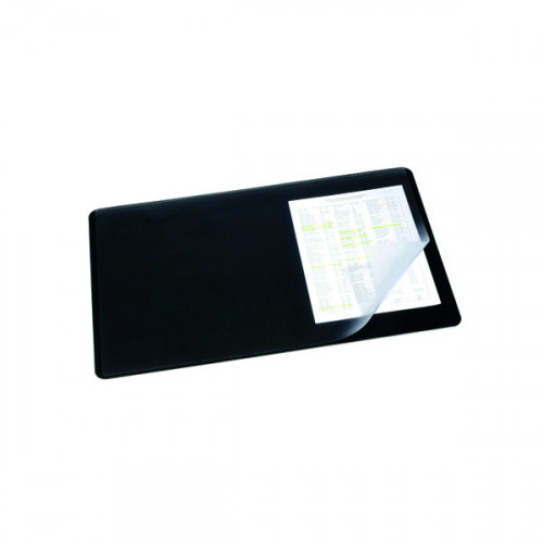 Durable Desk Mat with Overlay W530 x D400mm Black/Clear 7202/01
