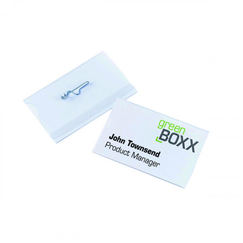 Durable Pin Name Badge 54x90mm Transparent (Pack of 50) 8004