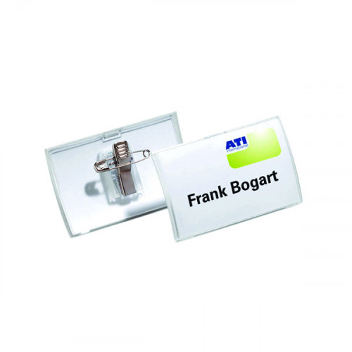 Durable Click Fold Name Badge With Combi Clip 40x75mm (Pack of 25) 8211/19