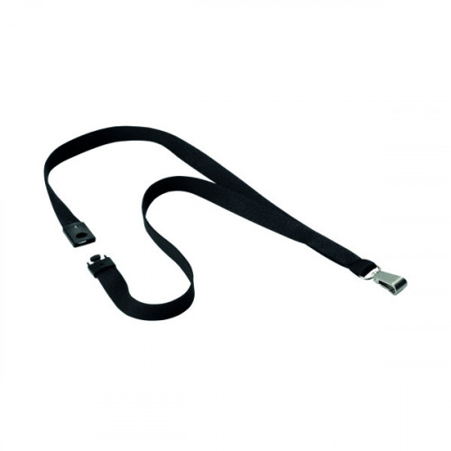 DURABLE LANYARD 15MM BLACK PK 10