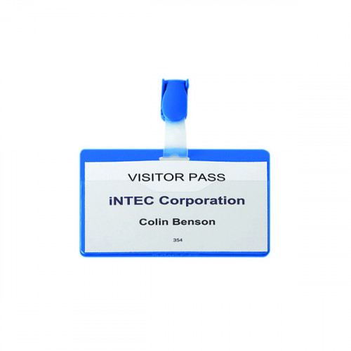Durable Visitor Badge with Strap 60x90mm Blue (Pack of 25) 8147/06