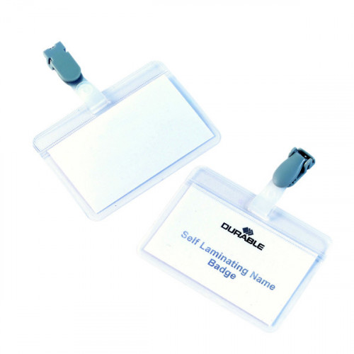 Durable Self Laminating Name Badge 54x90mm Clear Transparent (Pack of 25) 8149/19