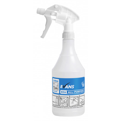 Evans Empty Trigger Spray Bottle for use with Evans E:Dose EC6 All-Purpose Solution D008AEV6