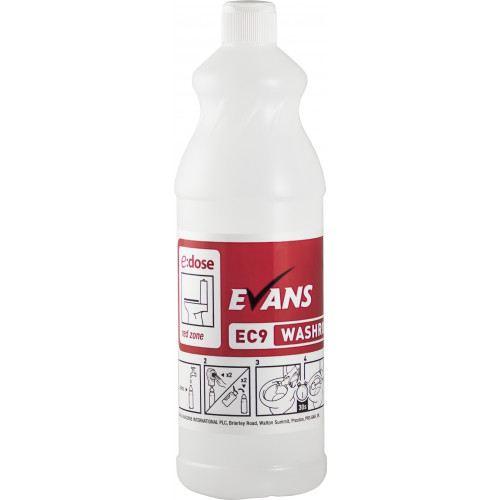 Evans Empty 1ltr Bottle for use with Evans E:Dose EC9 Washroom Solution D035AEV - Available to order