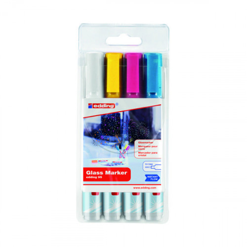 Edding 95 Glass Markers Assorted with White (Pack of 4) 4-95-5-099