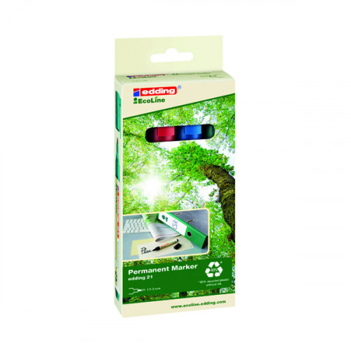 Edding E-21/4 EcoLine Permanent Marker Assorted (Pack of 4) 4-21-4