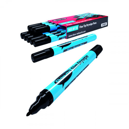 SHWME FINE SLIM D/WPE MARKR BLK PK10