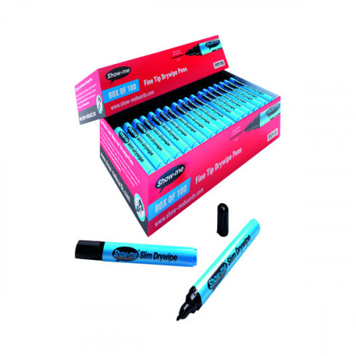 SHOW-ME DRYWIPE PENS FINE BLACK 100