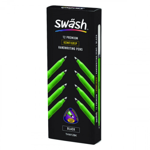 Swash KOMFIGRIP Handwriting Pen Black (Pack of 12) THW12BK