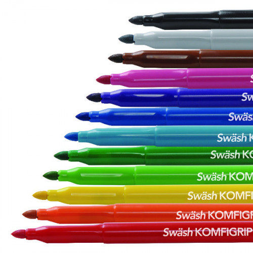 Swash KOMFIGRIP Colouring Pen Broad Tip Assorted (Pack of 12) TW12BD