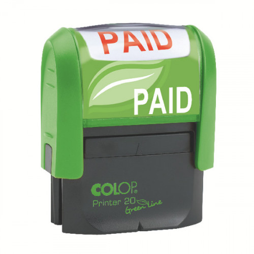 COLOP WORD STAMP GREEN LINE PAID