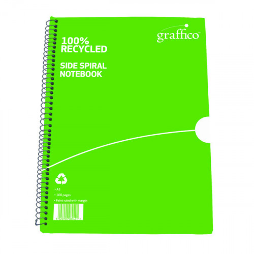 Graffico Recycled Spiral Bound Notebook 100 Pages A5 (Pack of 10) 5000335