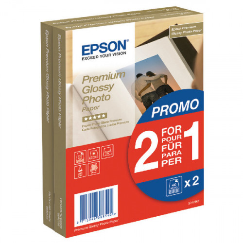 Epson Premium Glossy Photo Paper 100x150mm 2-for-1 (Pack of 40 + 40 Free) C13S042167