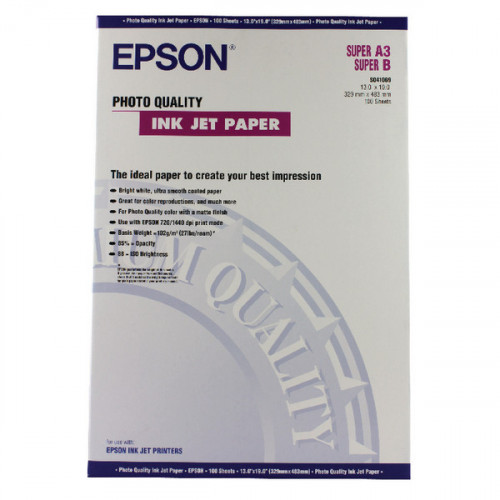 Epson White Photo Inkjet Paper A3+ (Pack of 100) C13S041069