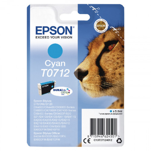 Epson T0712 Cyan Inkjet Cartridge C13T07124012