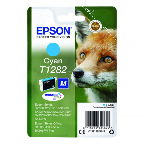 Epson T1282 Cyan Inkjet Cartridge C13T12824012