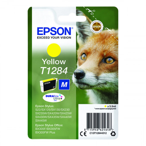 Epson T1284 Yellow Inkjet Cartridge (Capacity: 260 pages) C13T12844012