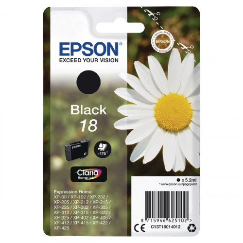 Epson 18 Black Inkjet Cartridge C13T18014012