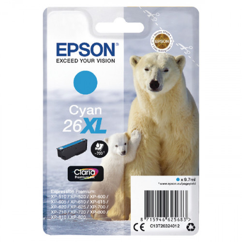 EPSON 26XL INK CARTRIDGE PREM CY