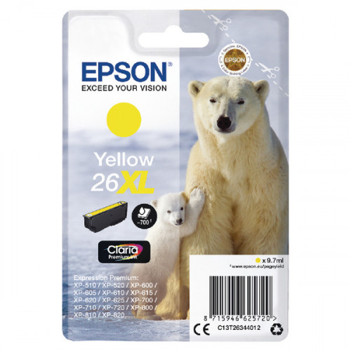 EPSON 26XL INK CARTRIDGE PREM YLW