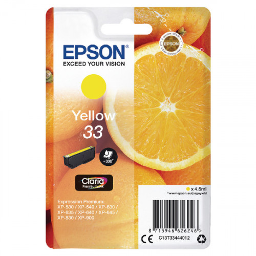 EPSON 33 INKJET CARTRIDGE YELLOW