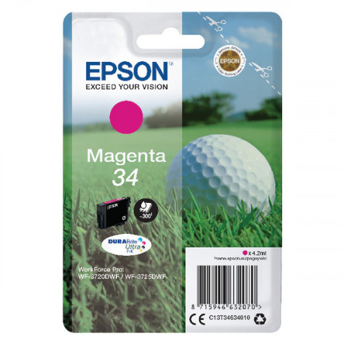 Epson Singlepack Magenta 34 DURABrite Ultra Ink C13T34634010