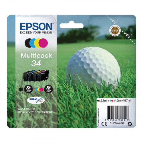 Epson Singlepack 4 Colour 34 DURABrite Ultra Ink C13T34664010