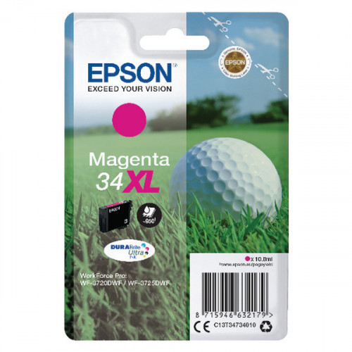 Epson Singlepack Magenta 34XL DURABrite Ultra Ink C13T34734010
