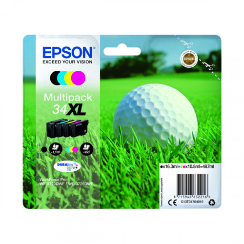 Epson Singlepack 4 Colour 34XL DURABrite Ultra Ink C13T34764010