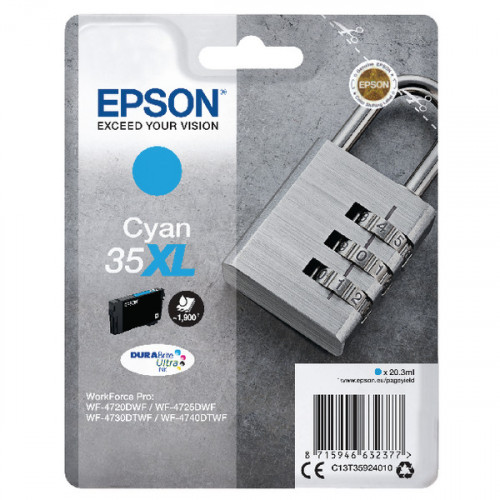 Epson Singlepack Cyan 35XL DURABrite Ultra Ink C13T35924010