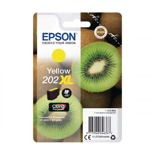 Epson 202XL Yellow Inkjet Cartridge (Capacity: 650 pages) C13T02H44010