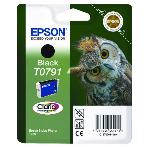 Epson T0791 Black Inkjet Cartridge C13T07914010 / T0791