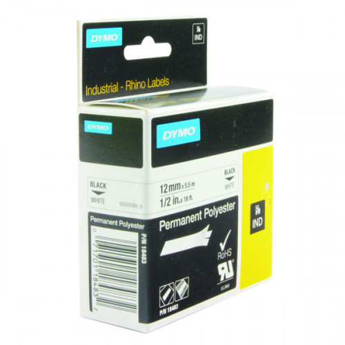 DYMO RHINO NYLON TAPE 12MM WHT