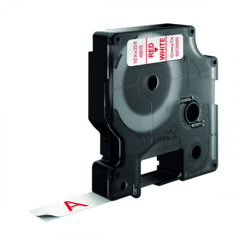 DYMO D1 LABELMAKER TAPE 12MM RED/WHT