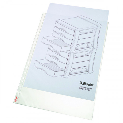 Esselte Pocket Portrait Top Opening Embossed A3 Clear (Pack of 10) 47181