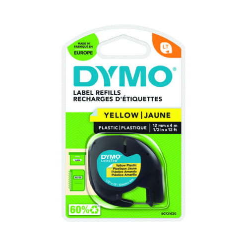 DYMO LETRATAG PLAS TAPE 12MMX4M YLW