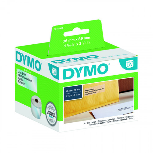DYMO ADDR LABEL LG 36X89MM CLR PK260