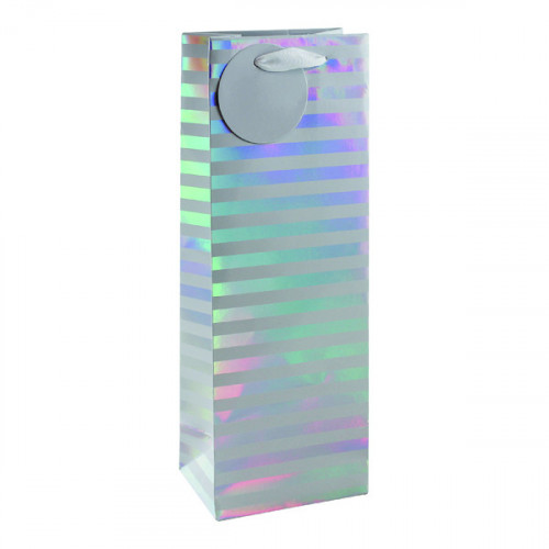 Striped Bottle Bag White/Silver (Pack of 6) 26658-4