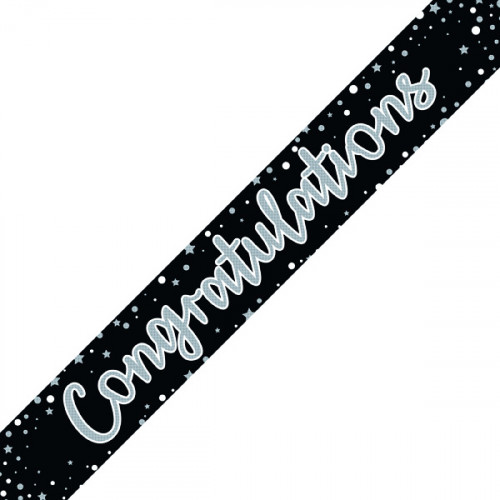 Congratulations Banner Black/Silver (Pack of 6) 6837-CONG