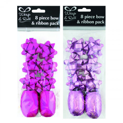 8-Piece Bow and Ribbon Gift Set Pink (Pack of 12) 17184-B