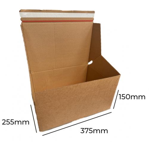 Ecommerce Brown Postal Box 375x255x150mm Intergrated Peel & Seal (10ECOM05) - Per 20