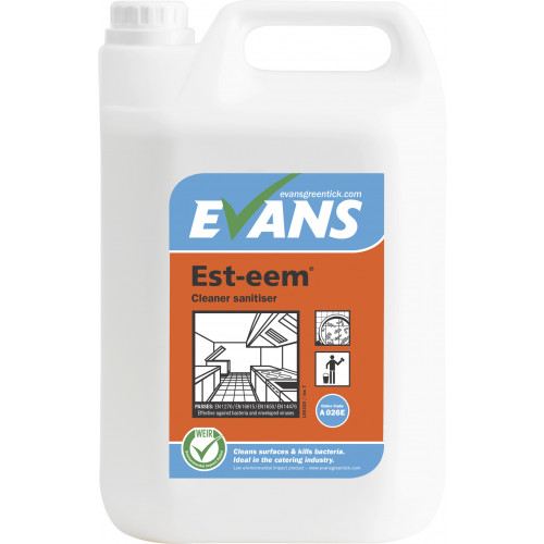 Evans Esteem Multi-Purpose, Unperfumed Sanitiser Disinfectant per 5Ltr (A026EEV2)